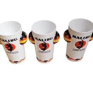 3 Malibu White and Black Rum Cocktail Glasses